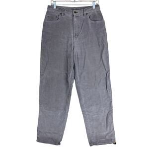 LL Bean Womens Pants Gray Super Soft Corduroy Barrel Fit High Rise Stretch 12